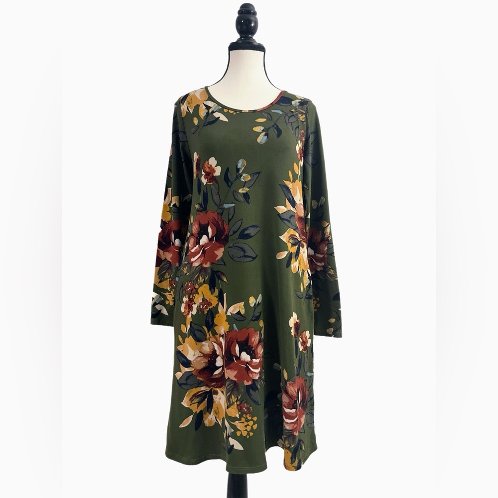 Sweet Pea USA Long Sleeve A-Line Cotton Jersey Spandex Dress | S